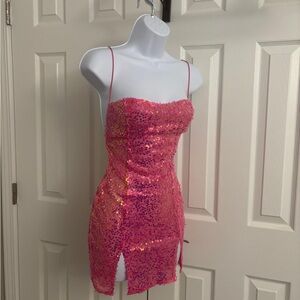 Dollskill Tic Toc Pink sequin mini dress  #bodycon #party #clubwear